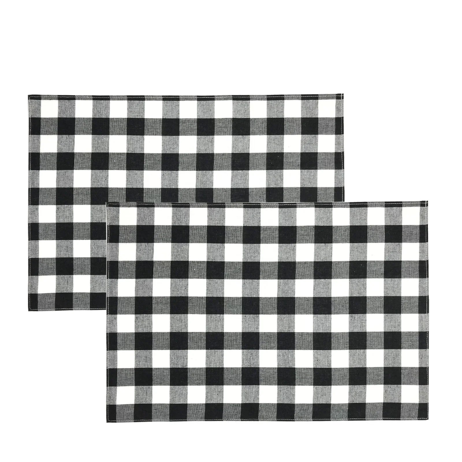 Everyday Woven Modern Farm House Style 100% Cotton Fabric Black White Large Buffalo Check Machine Washable All-Season Living