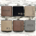 Custom Leather Hip Flasks Flask Sleeve Stainless Steel Groomsman Flask Bottle Holder Pocket for 6oz 8oz 10oz