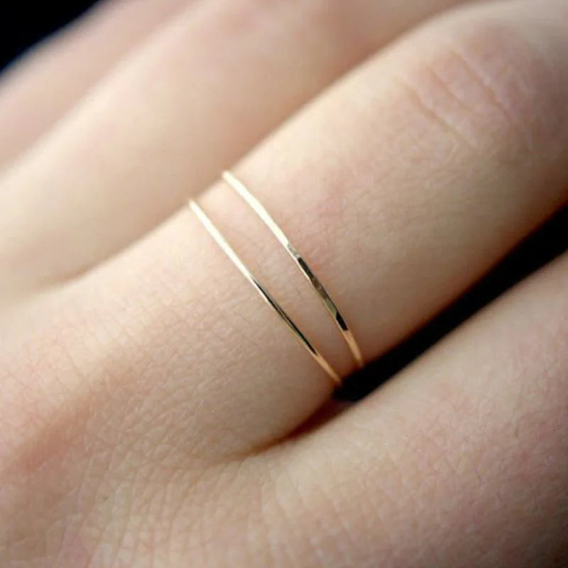 18K PVD Gold Plated Tarnish Free Waterproof Dainty Pinky Stainless Steel Minimalist Rings MegaBDM
