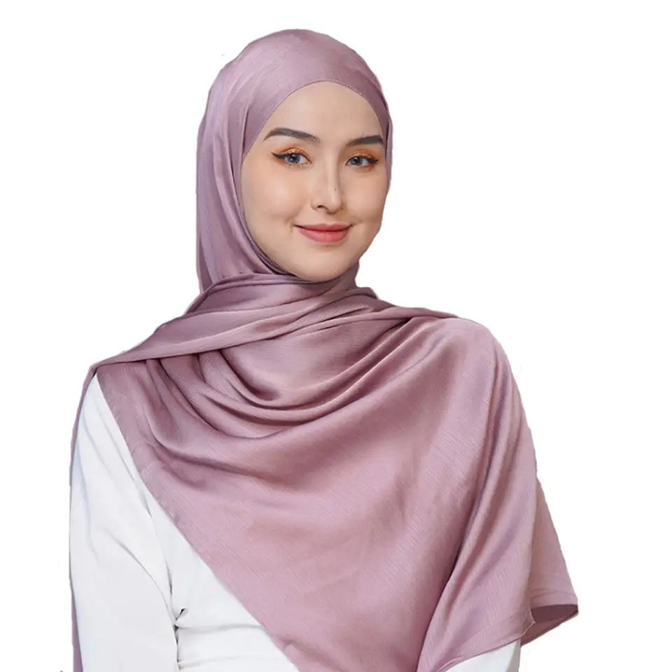 GLS116 New Simple and Stylish Ladies 90cm Silk Satin Hijab Scarf Pure Color Square Head Scarves