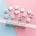 Stainless Steel Personalized DIY Jewelry Making Geometric Square Bead 4 Sides Engraved Initial Letter Spacer Charm