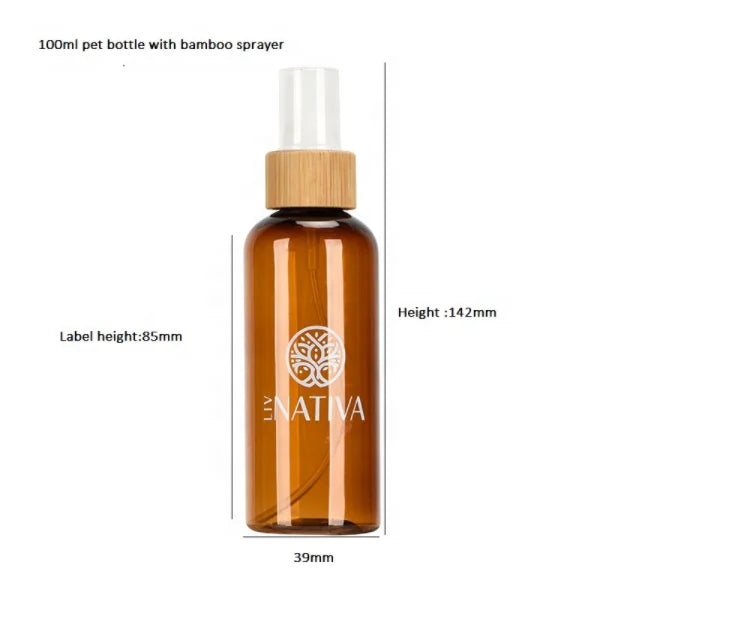 Wholesale Empty Amber Pet Perfume Spray Bottles Bamboo Mist Spray Bottle 30ml 50ml 60ml 80ml 100ml 120ml for Cosmetic and Hair