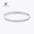 Rochime Fashion Rhodium Plated Bangle Bracelet with Bead Edge 925 Sterling Silver Cubic Zirconia Jewelry