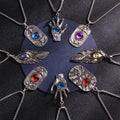 Street Hip Hop Necklace Vintage Feather Stainless Steel Necklace Multicolor Evil Devil Eye Necklace for Women