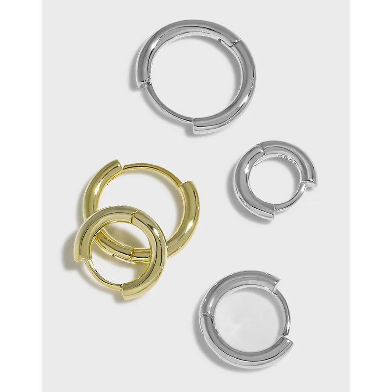 VIANRLA Minimalist 9mm Huggie Hoop Earrings 925 Sterling Silver Delicate Hoops