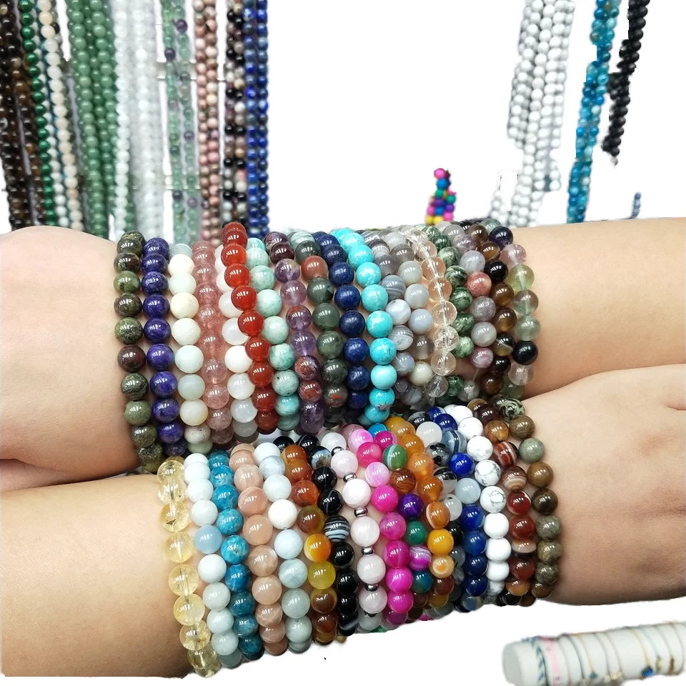 4-8mm Genuine Elastic Gemstone Crystal Stretch Stone Bracelets Women Men Natural Jade Beads Healing Lucky Precious Real Bangle