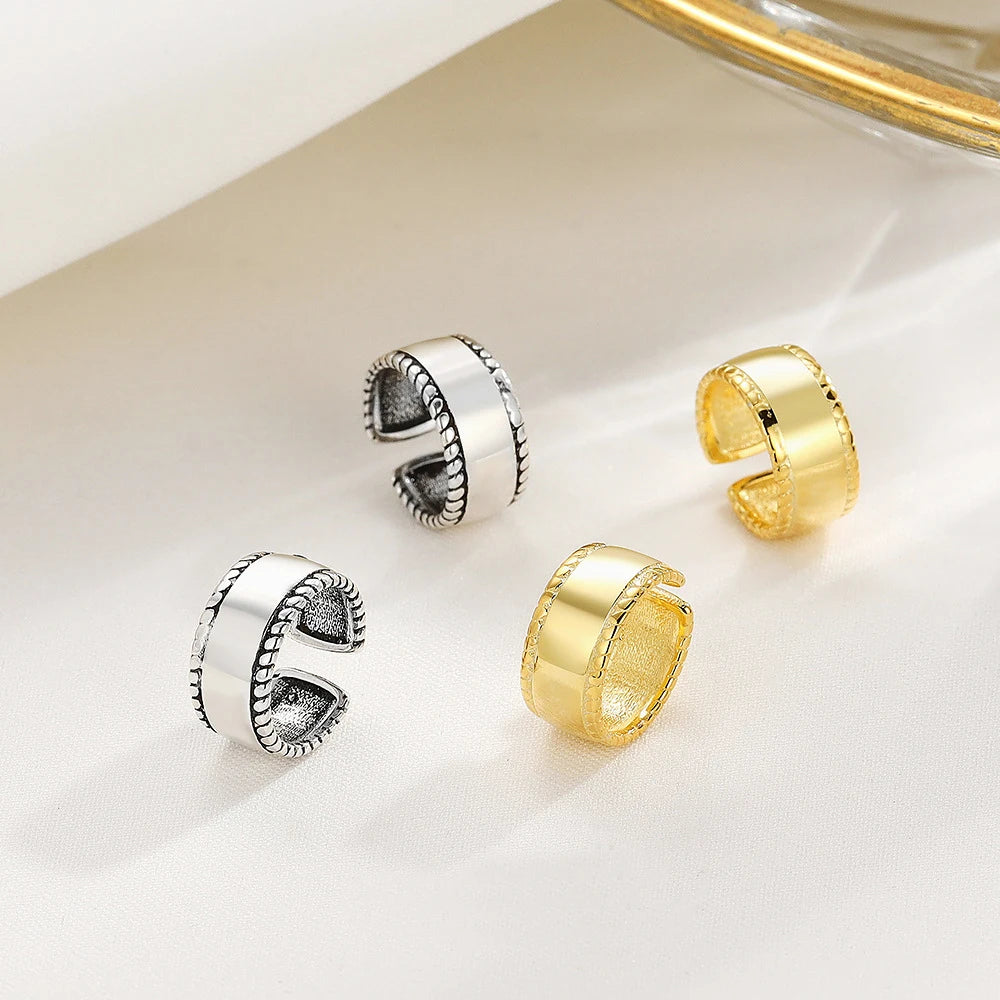 Simple trendy 925 sterling silver no piercing 18k gold wrist ear cuff earrings for women