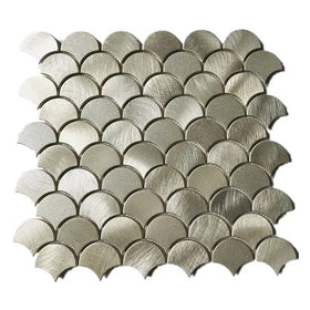 Fish Scale Aluminium Mosaic Tiles Metal Fan Shape Bathroom Wall Tile Background Club bar Decor Tile Corner Trim Aluminium