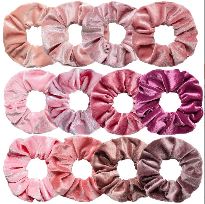 Scrunchie pink Velvet Theme Hair Scrunchies Velvet Elastics Pink Lovers Scrunchy Bobbles Soft Hair Bands Hair Ties
