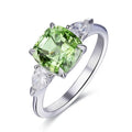 Huitan Wholesale Contracted Style Light Green Square Crystal Cubic Zirconia Ring for Women Wedding Bridal Silver Plated CZ Rings
