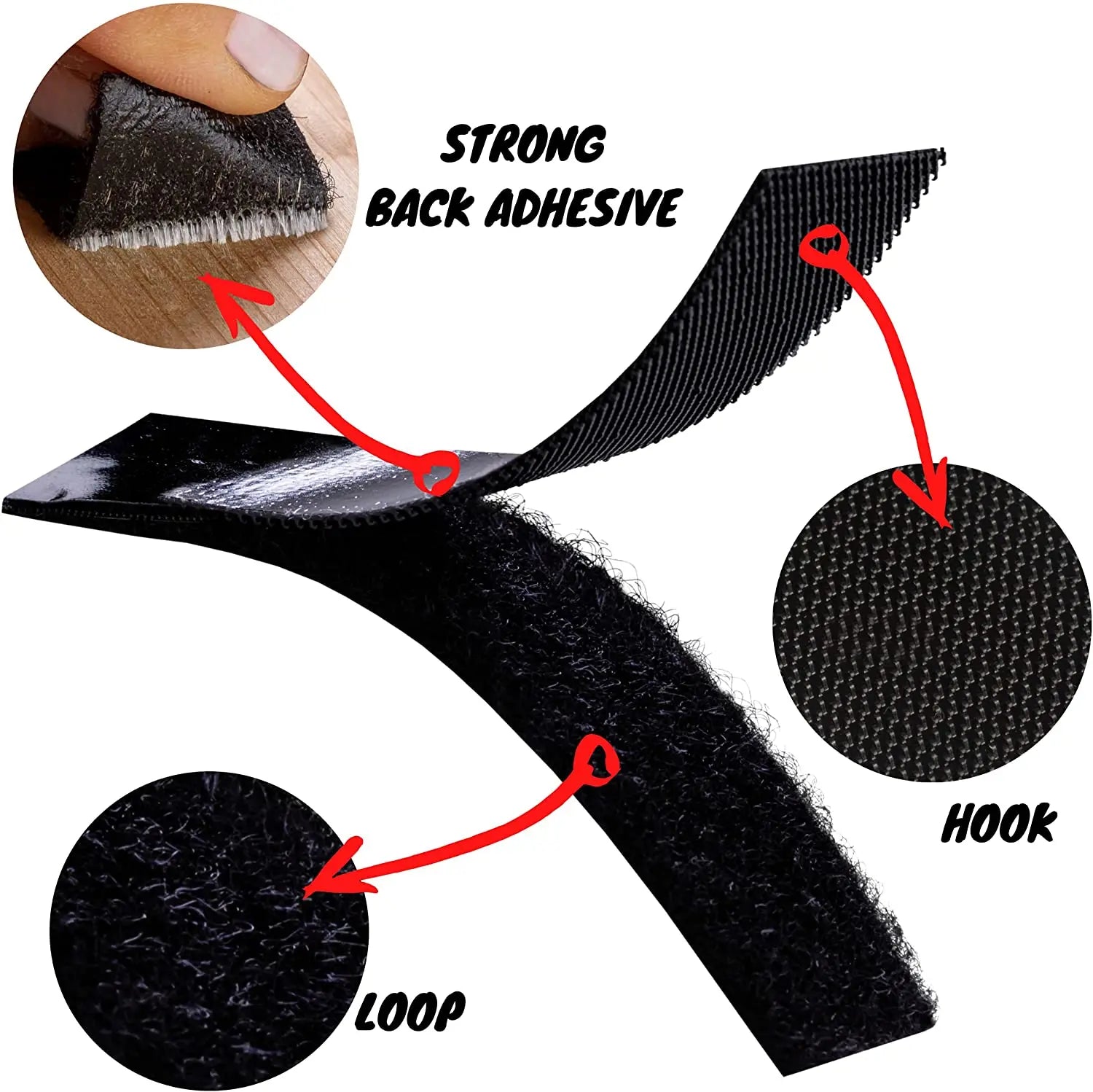 Nylon/Polyester Heavy Duty Elastic Eco-Friendly Self Adhesive Double Sided Hook-and-Loop Fasteners for Screen Windows Sofa