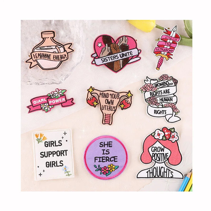 Iron on Embroidered Stickers Hot Melt Adhesive Heart Alphabet Patch for Clothing Hats Backpack Hats Decoration Garment Patches