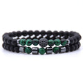Handmade Natural Universe Gem-stone Beads Zircon Black Beaded Elastic Cord 6mm Stone Bracelet Jewelry Bracelets 2pcs Pack