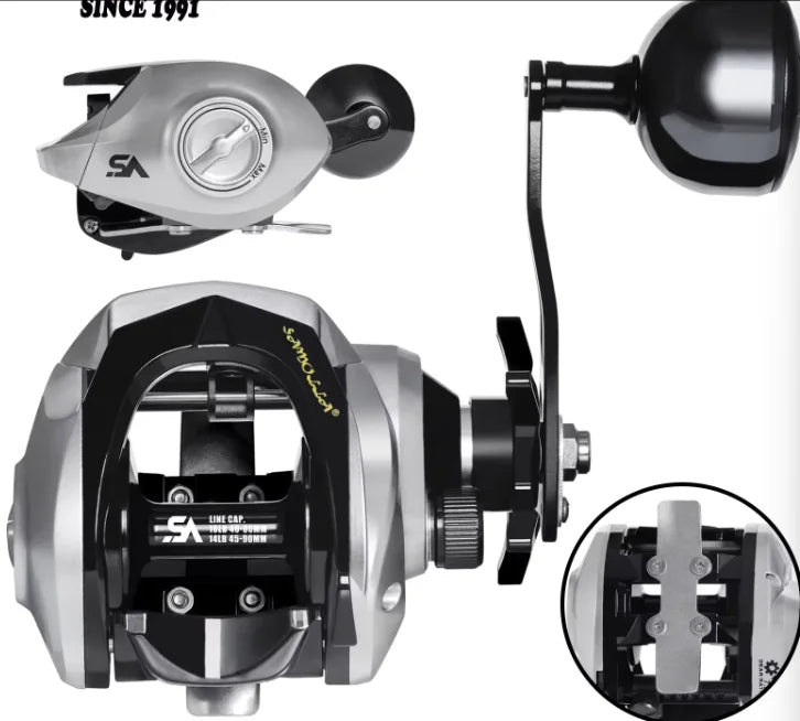 Right Hand Wide Body Large Water Drop Metal Spincast Fishing Reel for Fly Fishing River Lake & Boat Use-Sea Bass Pike Lure
