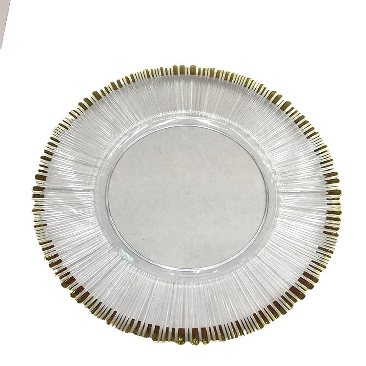 Clear Gold Charger Plates for Dinner Wholesale Wedding Formal Events clear Acrylic Charger Plate