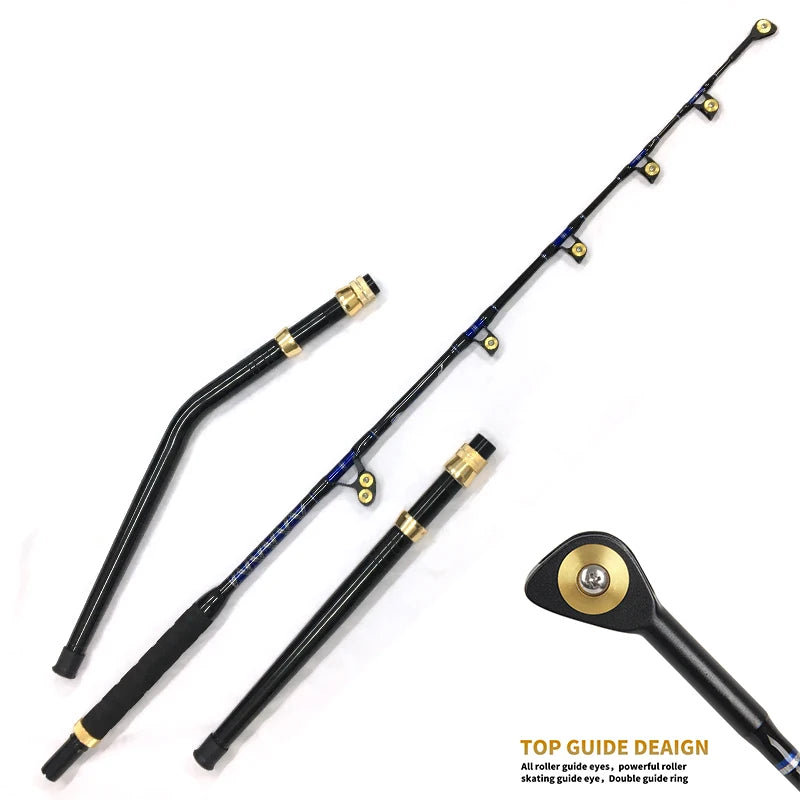 Cheap 130lbs 1.98M Ocean Trolling Pole Tuna Fishing Rod Bent Butt Saltwater Heavy Fishing Tuna Big Game Trolling Rod