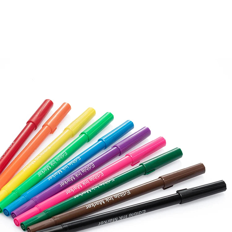Safe Custom Multi-color Plastic Food Edible Marker Pen BRC Certified Cake Tools Dessert Decorators Gift Use Dual Tips Stocked MegaBDM