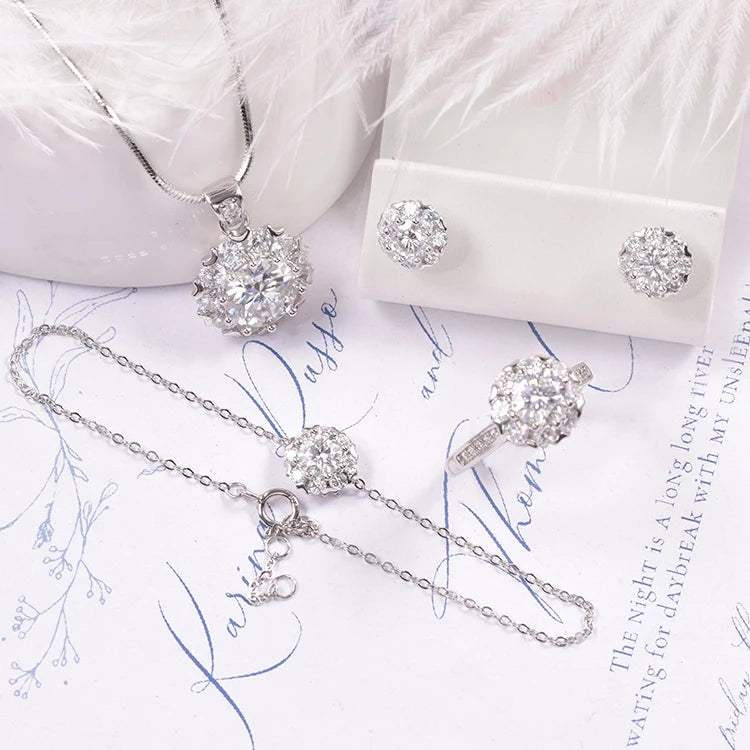 Newest Design Wedding D VVS Moissanite Sterling Silver 925 Jewellery Set Body Jewelry Set for Women