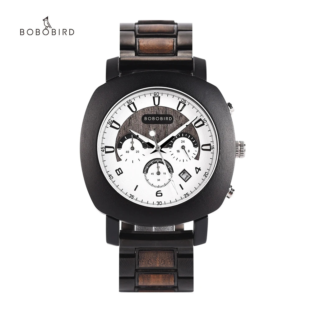 For BOBO BIRD 2022 Luxury Wood Watch for Men Custom Antique Square Quartz Movement Pointer New Design Custom Watch Wood Gift Box