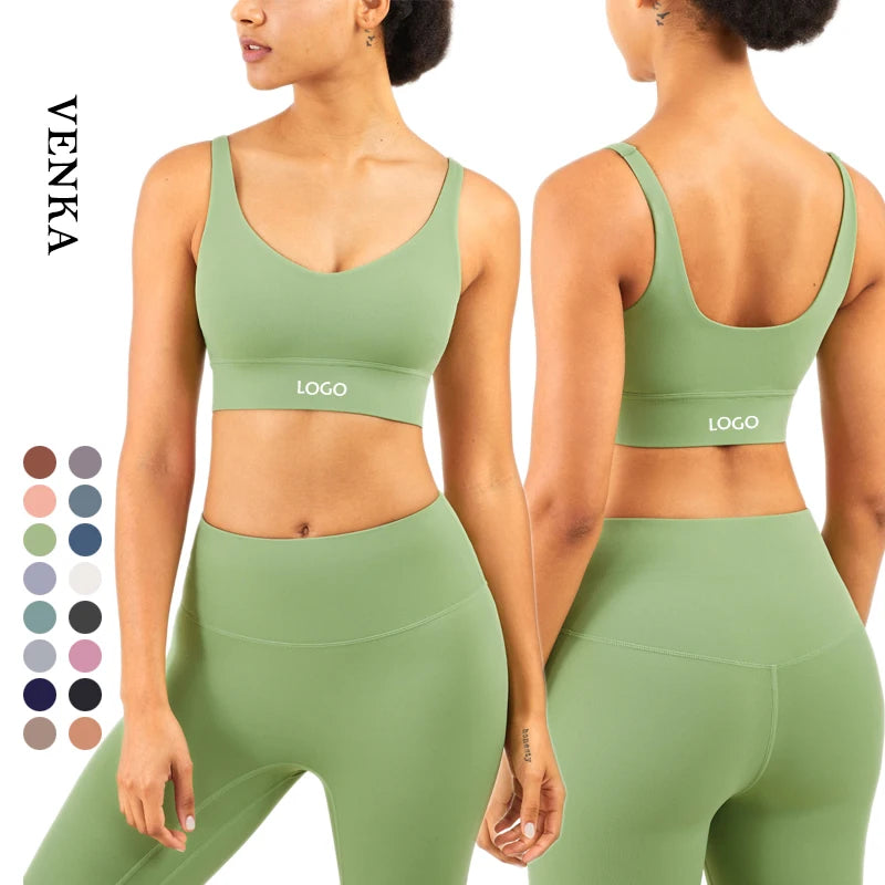 Women's Lightweight Fitness Sports Bra Soft Nylon Spandex High for V Neck U Back Breathable Yoga for Women