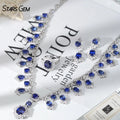 Women's Fashion Jewelry Set Gold with Pendants Earrings Ring S925 Moissanite Sapphire Stone Dropshipping Jewelry Gifts