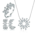 Luxury Necklace Ring Earring Jewelry Sets Women Rhodium Plated Zirconia 925 Silver Fashion Jewelry Sets
