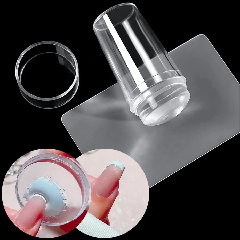 Silicone Jelly Nail Art Mold Template Scraper Transfer Stamping Plates Decal Nail Stamper