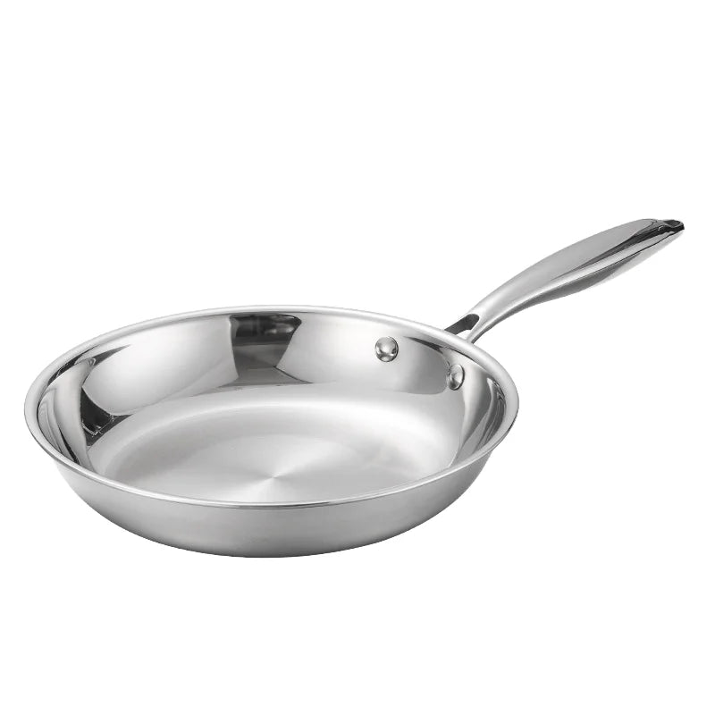 Fast Cooking Stainless Steel Non-Stick Wok Pan Double Handle Fry Skillet with Egg Pan for Induction Cooker