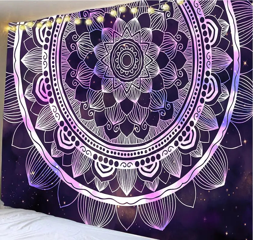 Mandala Woven Printed Eco-Friendly Machine Washable Tapestry Wall Hanging Flame Esoterics Witchcraft Bedroom Living Room Boho