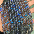 Cheap Price Synthetic Dark Blue Labradorite Beads 6mm 8mm 10mm Round Blue Flash Crystal Glass Beads for Bracelet Making