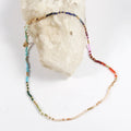 Fashion Women Spring Jewelry Golden Beads 3mm Assorted  Mini Crystal Glass Beads Short  Necklace Multicolor Choker Necklace