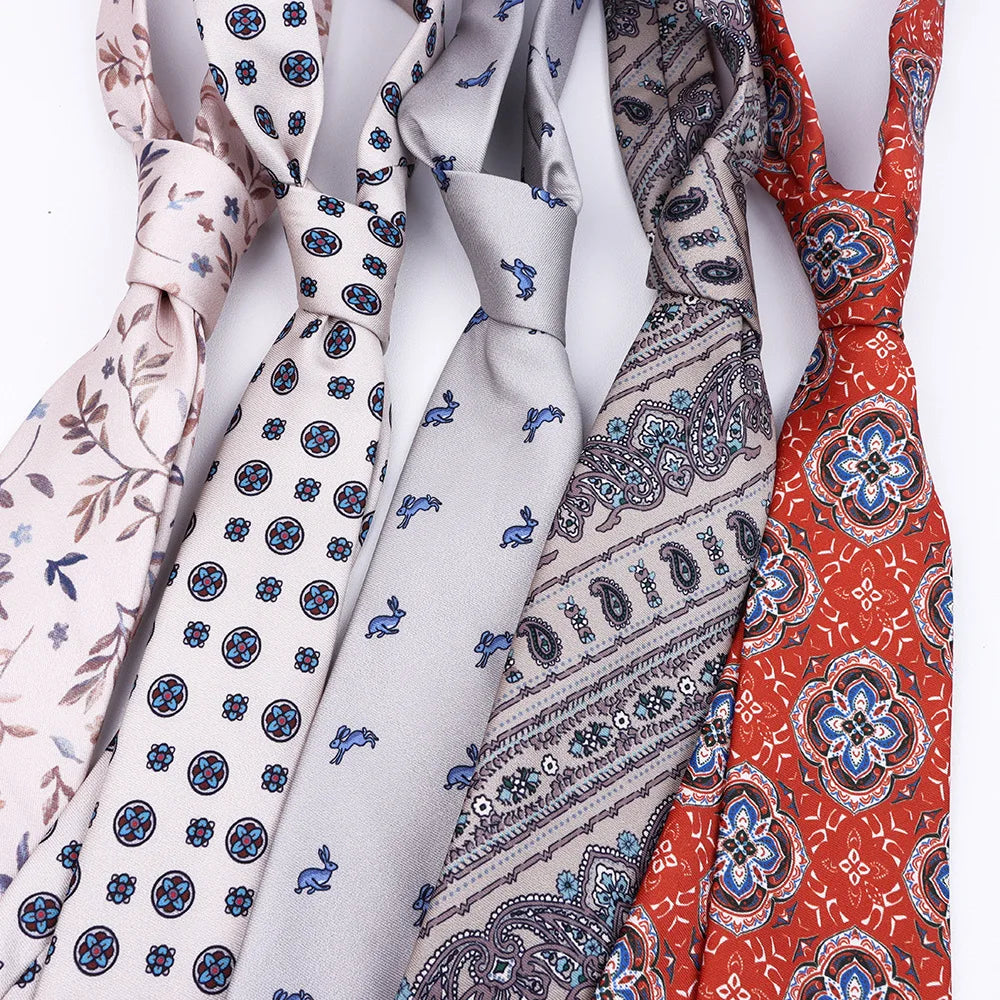 New Trendy Fashionable Casual Paisley Necktie Retro Style Wide 9cm Polyester Tie for Parties