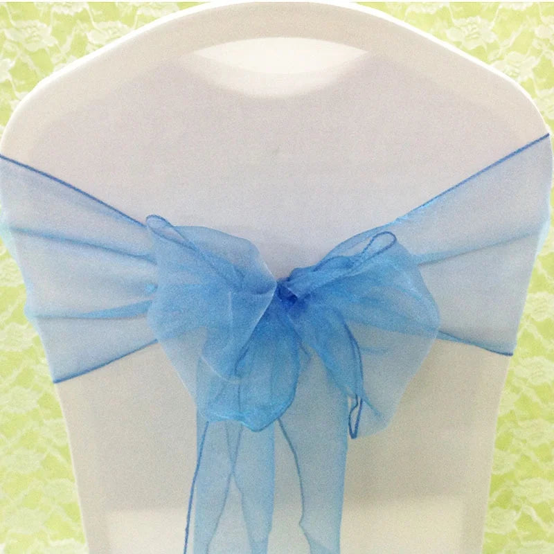 Chair Sashes Ribbon Bows for Wedding Banquet Catering Chair Decoration Chiffon Chair Sashes With Bow