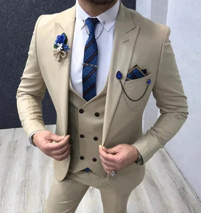 XS-5XL British Style Suit Suit Set for Men's Groom and Best Man Suit Three Piece Casual Set Blazer+Vest+Pants