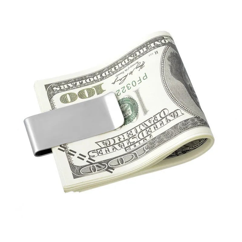 OEM Custom Logo Metal Stainless Steel Money Clip Factory Stock Gold Silver Rose Golden Finish Men's Leather Wallet Clip Inch