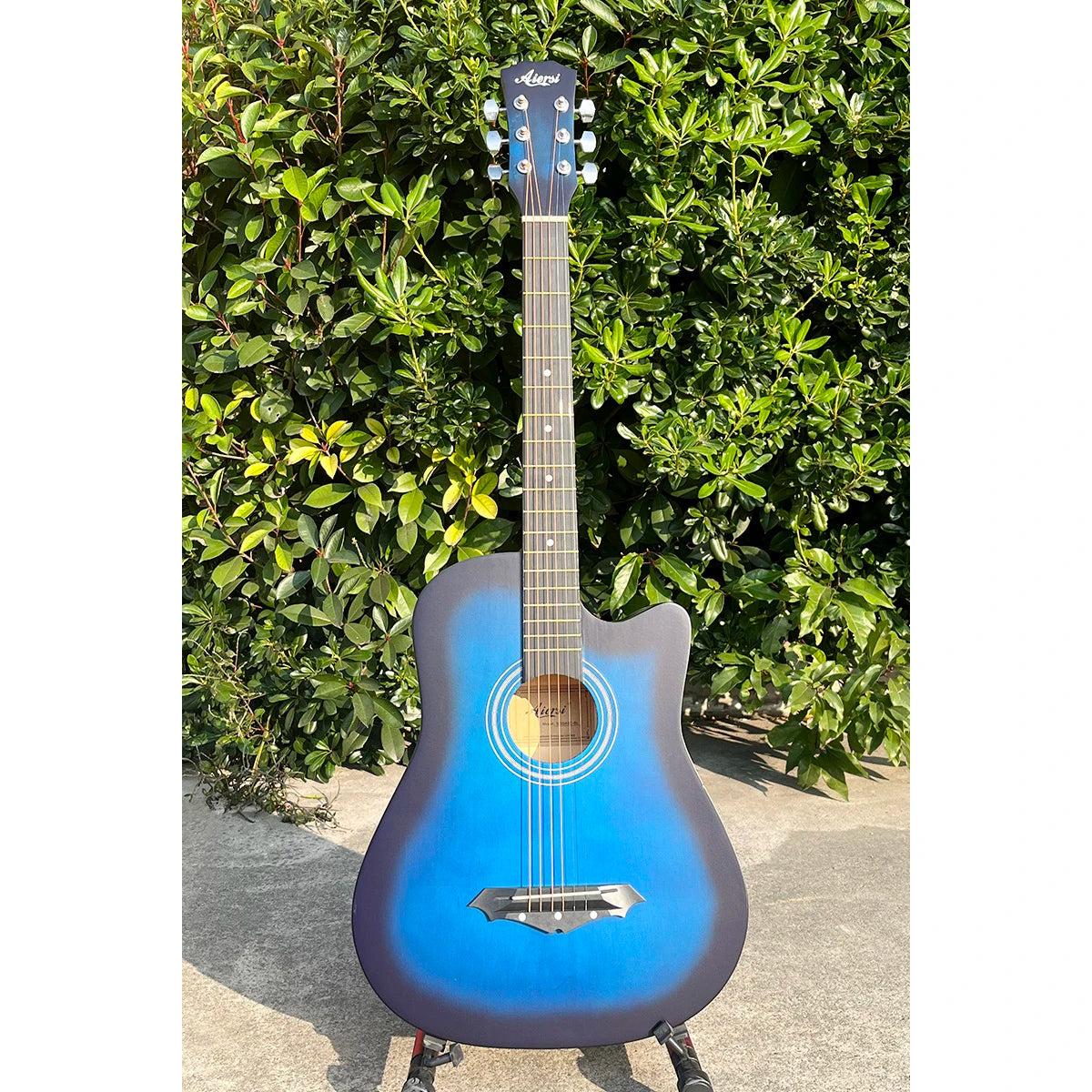 Aiersi Brand Blue Colour 38 Inch Acoustic Guitar Good Quality Cheap Price Folk String Instrument for Adult Child Custom Logo