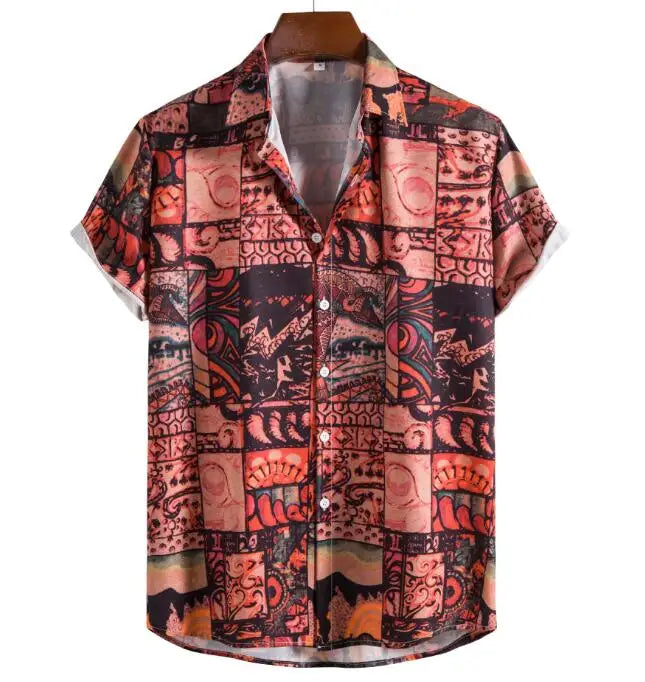 Fashionable Casual Custom Pattern Digital Print Button up Short Sleeve Shirts Men's Beach Hawaiian Shirt