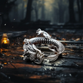 Handmade Rock  Aggressive Dragon Gothic Open Animal Ring With Zircon S925 Sterling Silver Jewelry Creative and Fashionable