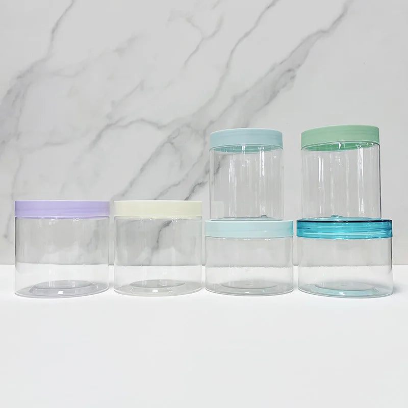 Promotion 100ml 150ml 200ml 250ml 8oz Clear Pet Cream Jar Sugar Scrub Butter Packaging Plastic Cosmetic Jar With Color Lids