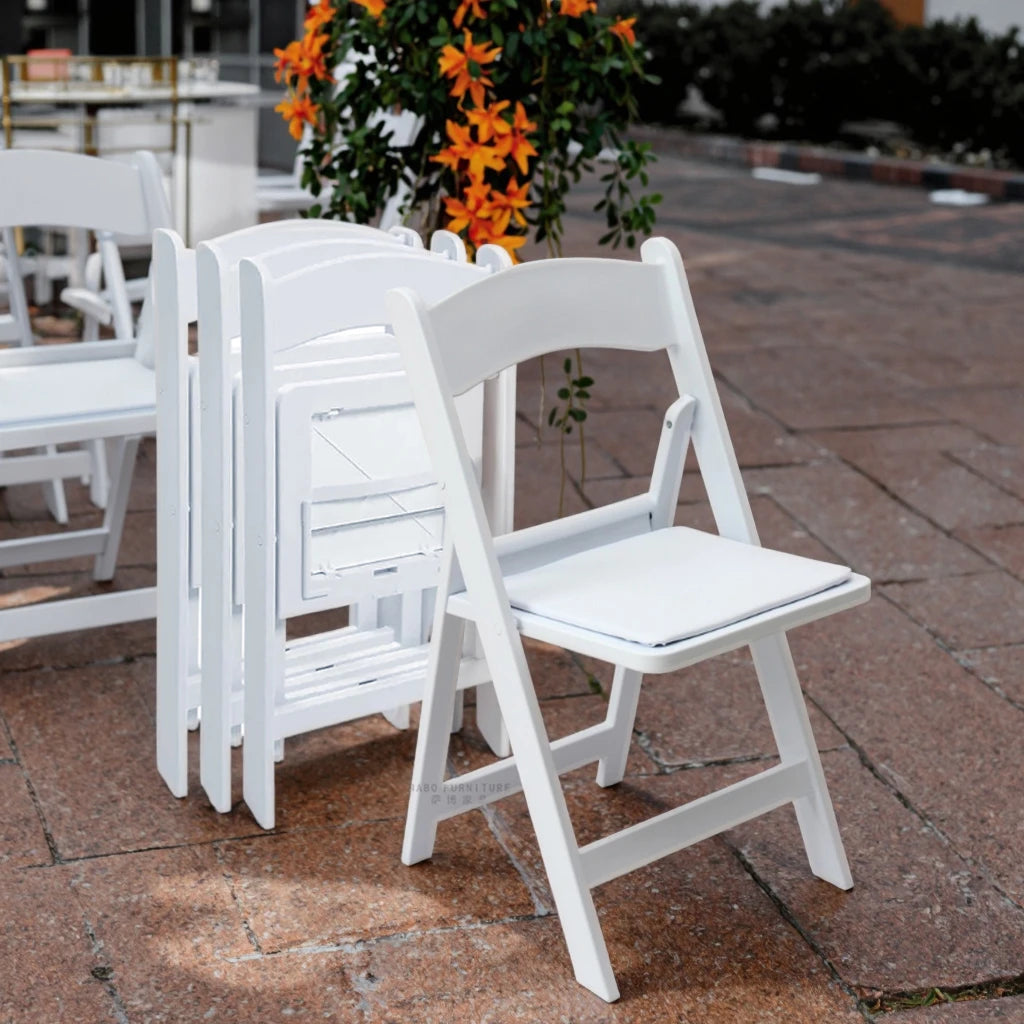 White Resin Folding Chair for Indoor Outdoor Events Weddings Hotels & Garden Parties-Stackable Stylish for Dining Bedroom Entry