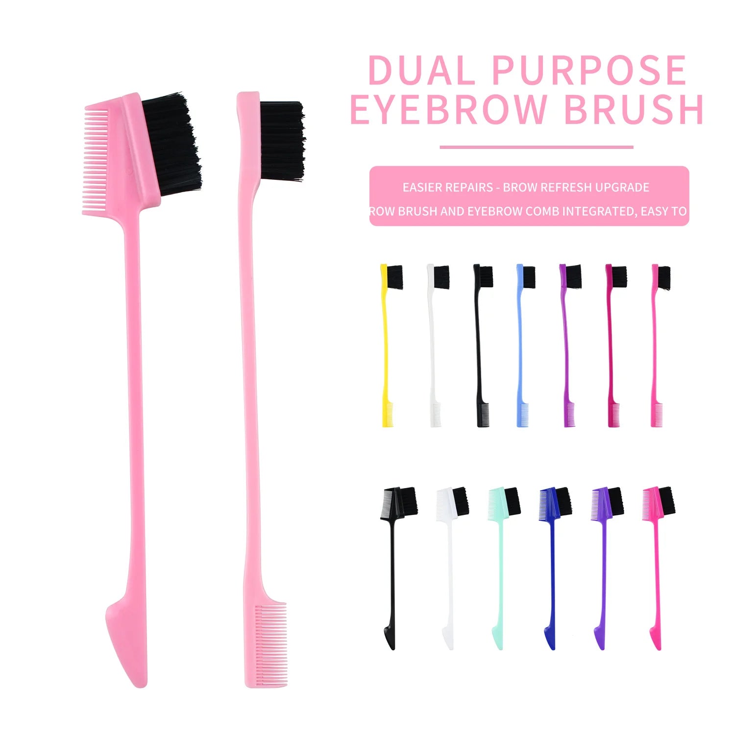 Colorful Women's Ionic Laser Hair Styling Tinting Double Side Edge Brush Comb Custom Logo Home Hair Edge Control Eyebrow
