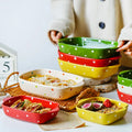 Large Rectangle Cake Bread Baking Pan Double Ear Ceramic Porcelain Bakeware Christmas Baking Dishes Set