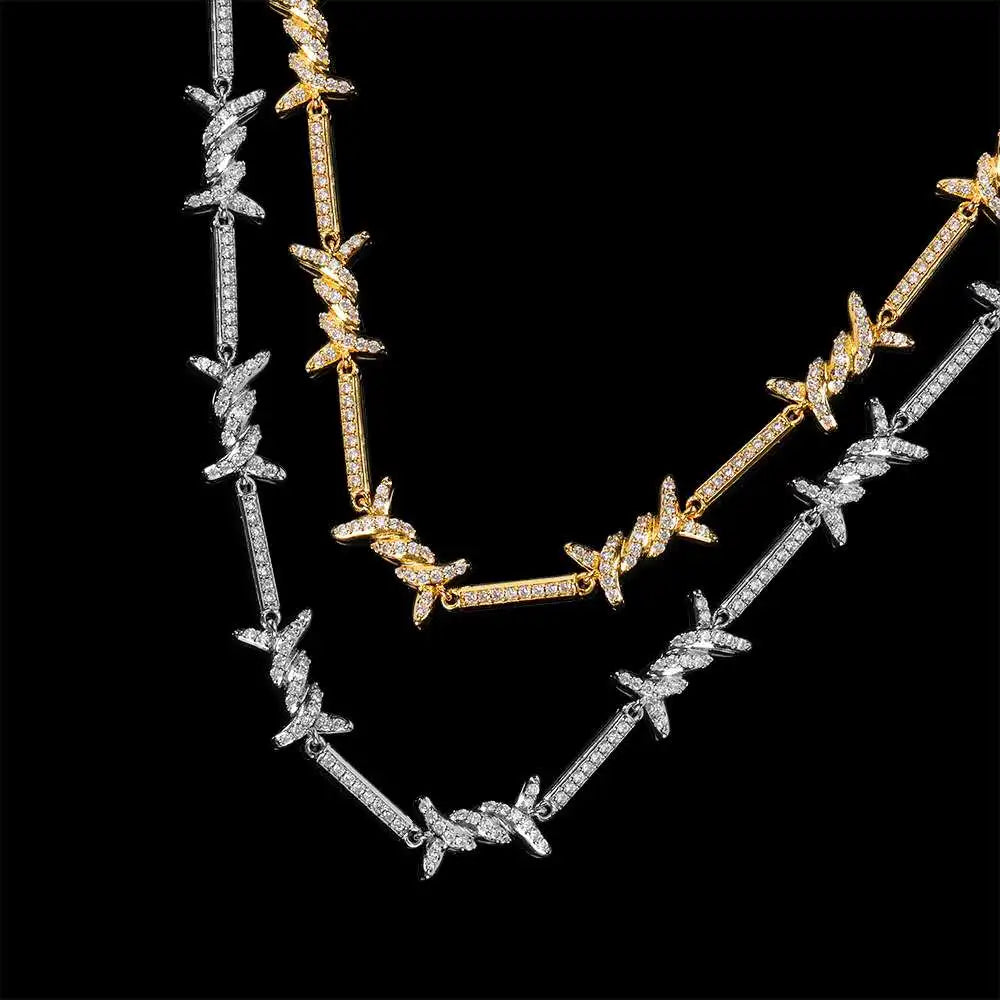 2020 Trendy Custom Cuban Zircon Jewelry Thorn Necklace