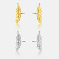 FUAMAY Fashion 925 Sterling Silver Plume Stud Earrings Vintage Simple Feather Earrings