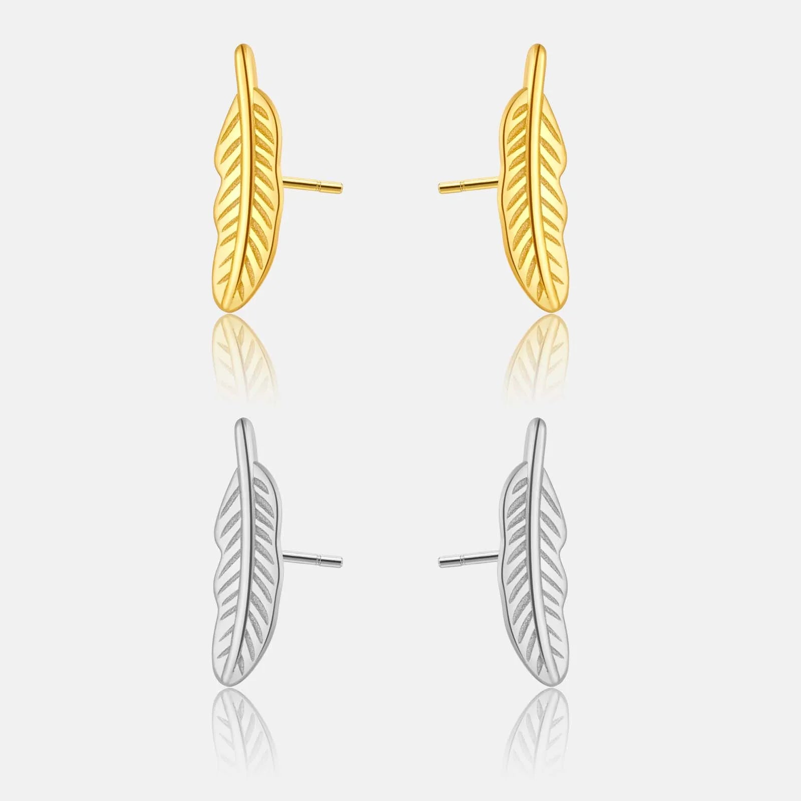 FUAMAY Fashion 925 Sterling Silver Plume Stud Earrings Vintage Simple Feather Earrings