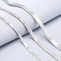 2mm 2.6mm 3mm Flat Snake Chain Minimalist Layers Choker 925 Herringbone Necklace Sterling Silver Fine Jewelry