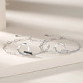 Brief Black English Letter Bracelets Inlay Zircon Double Loop 925 Sterling Silver Chunky Long Link Chain Bracelets