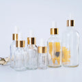 Test Sample New clear Essential Oil Glass Dropper Bottle Massage Refillable Gold Aromatherapy Essential Oil Bottle