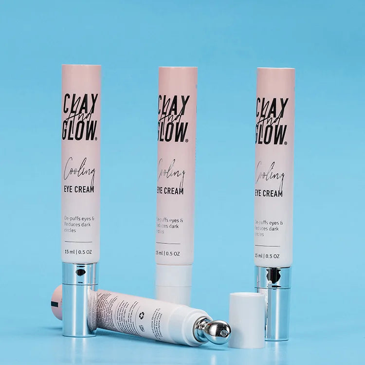 Custom Printed 30ml Empty Plastic Eye Cream Roller Tube with Applicator Luxury Small Cosmetic Tube Lipstick Mascara Face Cream