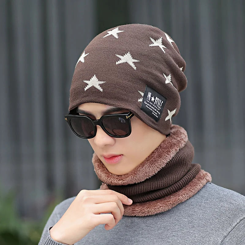 Wholesale Soft Warm Winter Wool Windproof Hat and Scarf Sets for Men
